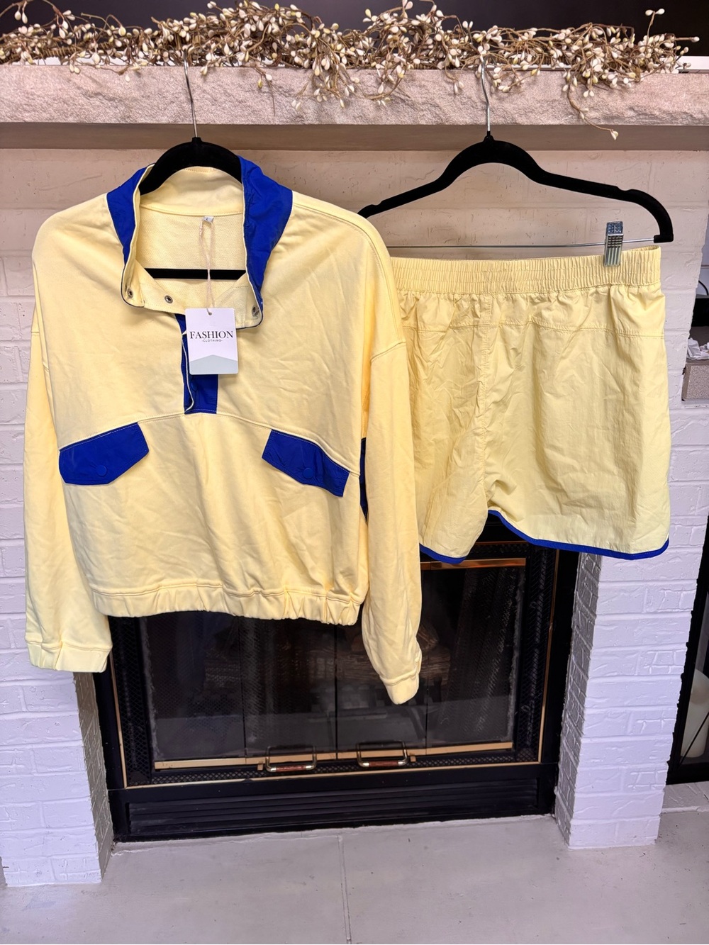 Amazon Yellow and Blue Athletic Short Set